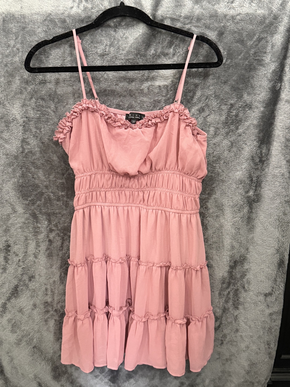 Trixxi Pink Ruffled Tiered Spaghetti Strap Dress